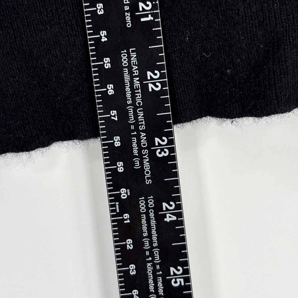 LEWIT Cashmere Blend Sweater Medium Black Snap Detail Long Sleeve Crew Pullover - Picture 5 of 7
